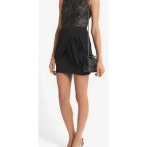 ALC Black Rose Embroidered Mini Sheath Dress Size 6